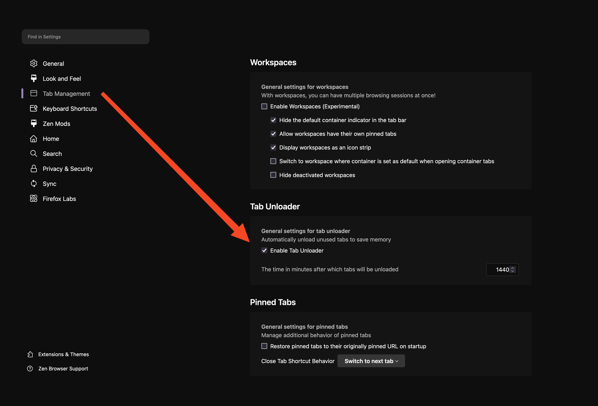 Tab unloader